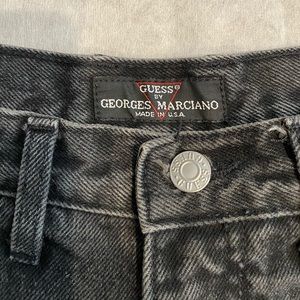 Vintage Guess Washed Black Denim HighWaist Shorts